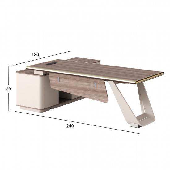 ΓΡΑΦΕΙΟ ΔΕΞΙΑ ΓΩΝΙΑ SUPERON ΜΕΛΑΜΙΝΗ ΦΥΣΙΚΟ-ΜΠΕΖ--ΜΕΤΑΛΛΙΚΟ ΠΟΔΙ 240x180x76Υ