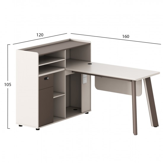 ΓΡΑΦΕΙΟ ΑΡΙΣΤΕΡΗ ΓΩΝΙΑ NEWLINE ΜΕΛΑΜΙΝΗ ΕΚΡΟΥ-ΠΟΔΙΑ ΑΛΟΥΜΙΝΙΟΥ 160x120x105Υεκ