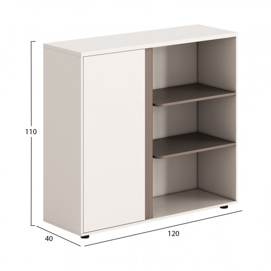 ΝΤΟΥΛΑΠΙ/ΒΙΒΛΙΟΘΗΚΗ NEWLINE ΜΕΛΑΜΙΝΗ ΛΕΥΚΗ & ΑΝΟΙΧΤΟ ΚΑΦΕ 120x40x110Υεκ.