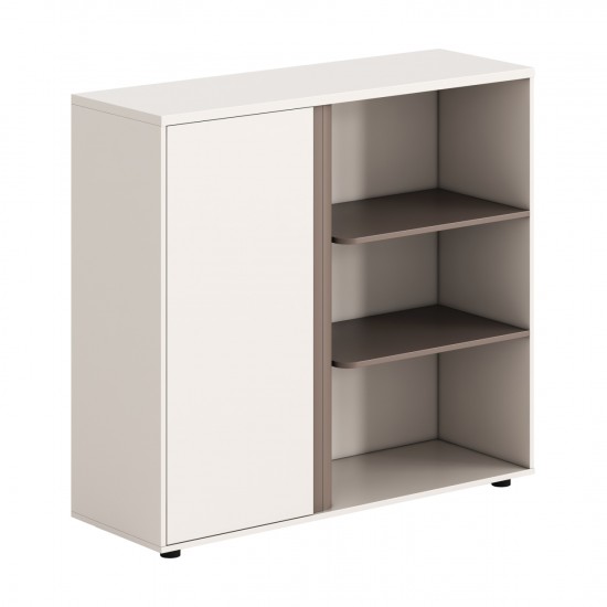 ΝΤΟΥΛΑΠΙ/ΒΙΒΛΙΟΘΗΚΗ NEWLINE ΜΕΛΑΜΙΝΗ ΛΕΥΚΗ & ΑΝΟΙΧΤΟ ΚΑΦΕ 120x40x110Υεκ.