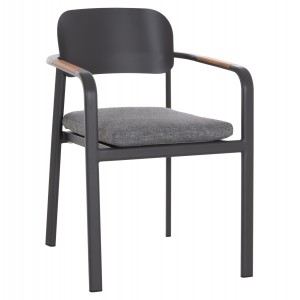 ΠΟΛΥΘΡΟΝΑ ΤΡΑΠΕΖΑΡΙΑΣ ELARA ΓΚΡΙ ΑΛΟΥΜΙΝΙΟ-OLEFIN ΞΥΛΟ TEAK 56x62x78Υεκ.