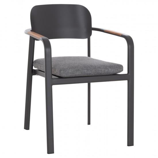 ΠΟΛΥΘΡΟΝΑ ΤΡΑΠΕΖΑΡΙΑΣ ELARA ΓΚΡΙ ΑΛΟΥΜΙΝΙΟ-OLEFIN ΞΥΛΟ TEAK 56x62x78Υεκ.