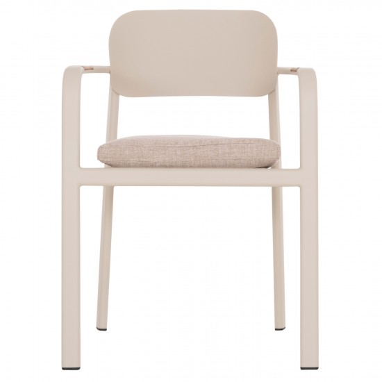 ΠΟΛΥΘΡΟΝΑ ΤΡΑΠΕΖΑΡΙΑΣ ELARA ΜΠΕΖ ΑΛΟΥΜΙΝΙΟ-OLEFIN--ΞΥΛΟ TEAK 56x62x78Υεκ.