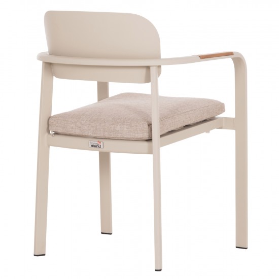 ΠΟΛΥΘΡΟΝΑ ΤΡΑΠΕΖΑΡΙΑΣ ELARA ΜΠΕΖ ΑΛΟΥΜΙΝΙΟ-OLEFIN--ΞΥΛΟ TEAK 56x62x78Υεκ.