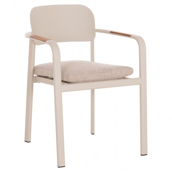 ΠΟΛΥΘΡΟΝΑ ΤΡΑΠΕΖΑΡΙΑΣ ELARA ΜΠΕΖ ΑΛΟΥΜΙΝΙΟ-OLEFIN--ΞΥΛΟ TEAK 56x62x78Υεκ.