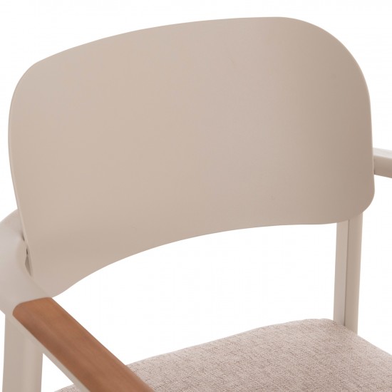 ΠΟΛΥΘΡΟΝΑ ΤΡΑΠΕΖΑΡΙΑΣ ELARA ΜΠΕΖ ΑΛΟΥΜΙΝΙΟ-OLEFIN--ΞΥΛΟ TEAK 56x62x78Υεκ.