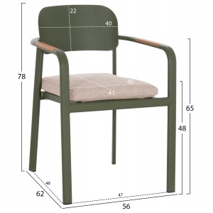 ΠΟΛΥΘΡΟΝΑ ΤΡΑΠΕΖΑΡΙΑΣ ELARA ΠΡΑΣΙΝΟ ΑΛΟΥΜΙΝΙΟ-ΜΠΕΖ OLEFIN TEAK 56x62x78Υεκ