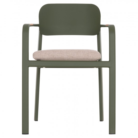 ΠΟΛΥΘΡΟΝΑ ΤΡΑΠΕΖΑΡΙΑΣ ELARA ΠΡΑΣΙΝΟ ΑΛΟΥΜΙΝΙΟ-ΜΠΕΖ OLEFIN--TEAK 56x62x78Υεκ