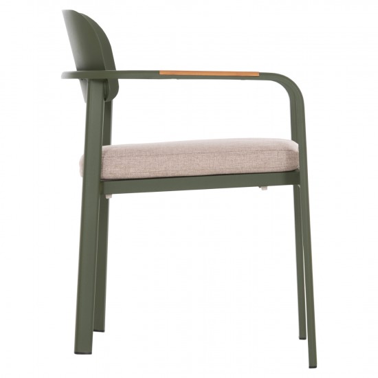 ΠΟΛΥΘΡΟΝΑ ΤΡΑΠΕΖΑΡΙΑΣ ELARA ΠΡΑΣΙΝΟ ΑΛΟΥΜΙΝΙΟ-ΜΠΕΖ OLEFIN--TEAK 56x62x78Υεκ