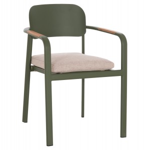 ΠΟΛΥΘΡΟΝΑ ΤΡΑΠΕΖΑΡΙΑΣ ELARA ΠΡΑΣΙΝΟ ΑΛΟΥΜΙΝΙΟ-ΜΠΕΖ OLEFIN TEAK 56x62x78Υεκ