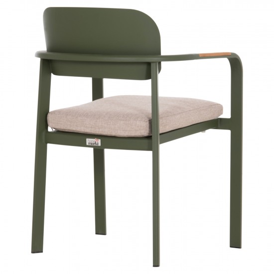 ΠΟΛΥΘΡΟΝΑ ΤΡΑΠΕΖΑΡΙΑΣ ELARA ΠΡΑΣΙΝΟ ΑΛΟΥΜΙΝΙΟ-ΜΠΕΖ OLEFIN--TEAK 56x62x78Υεκ