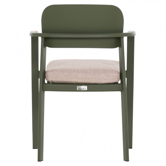 ΠΟΛΥΘΡΟΝΑ ΤΡΑΠΕΖΑΡΙΑΣ ELARA ΠΡΑΣΙΝΟ ΑΛΟΥΜΙΝΙΟ-ΜΠΕΖ OLEFIN--TEAK 56x62x78Υεκ