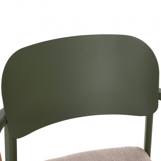 ΠΟΛΥΘΡΟΝΑ ΤΡΑΠΕΖΑΡΙΑΣ ELARA ΠΡΑΣΙΝΟ ΑΛΟΥΜΙΝΙΟ-ΜΠΕΖ OLEFIN--TEAK 56x62x78Υεκ