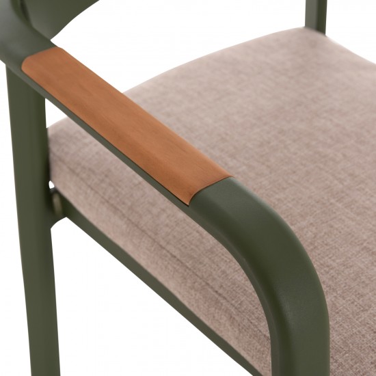 ΠΟΛΥΘΡΟΝΑ ΤΡΑΠΕΖΑΡΙΑΣ ELARA ΠΡΑΣΙΝΟ ΑΛΟΥΜΙΝΙΟ-ΜΠΕΖ OLEFIN--TEAK 56x62x78Υεκ