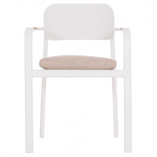 ΠΟΛΥΘΡΟΝΑ ΤΡΑΠΕΖΑΡΙΑΣ ELARA ΛΕΥΚΟ ΑΛΟΥΜΙΝΙΟ-ΜΠΕΖ OLEFIN TEAK 56x62x78Υεκ