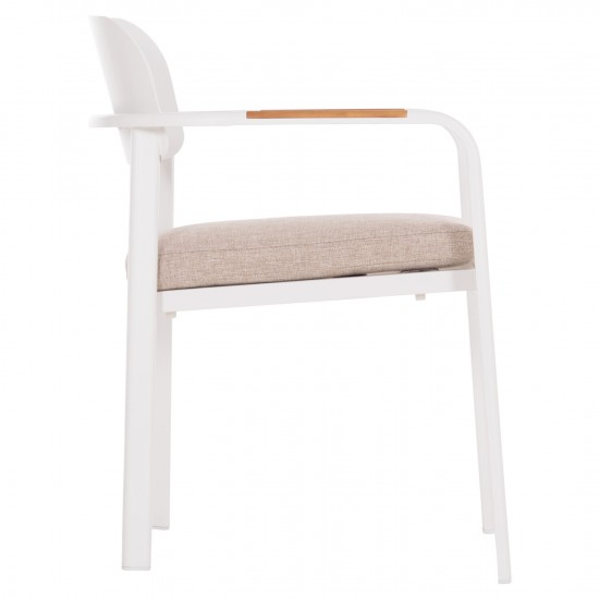 ΠΟΛΥΘΡΟΝΑ ΤΡΑΠΕΖΑΡΙΑΣ ELARA ΛΕΥΚΟ ΑΛΟΥΜΙΝΙΟ-ΜΠΕΖ OLEFIN TEAK 56x62x78Υεκ