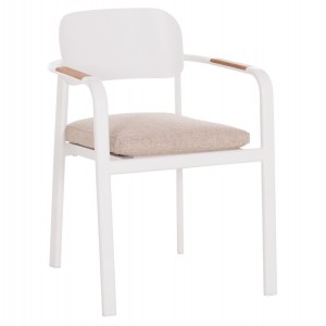 ΠΟΛΥΘΡΟΝΑ ΤΡΑΠΕΖΑΡΙΑΣ ELARA ΛΕΥΚΟ ΑΛΟΥΜΙΝΙΟ-ΜΠΕΖ OLEFIN TEAK 56x62x78Υεκ