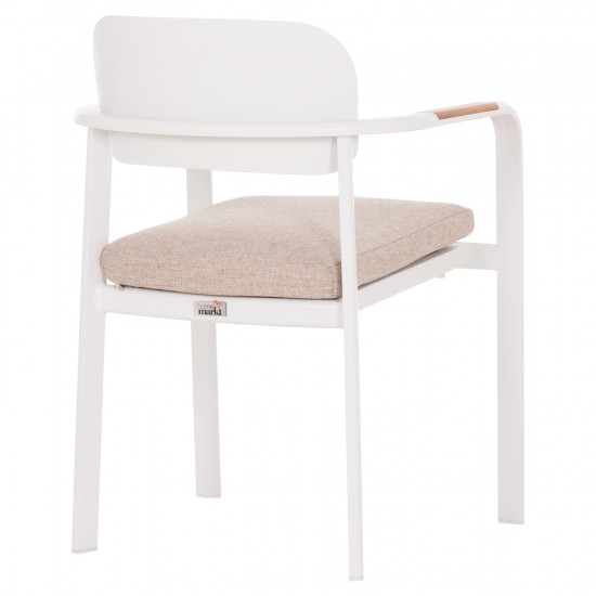 ΠΟΛΥΘΡΟΝΑ ΤΡΑΠΕΖΑΡΙΑΣ ELARA ΛΕΥΚΟ ΑΛΟΥΜΙΝΙΟ-ΜΠΕΖ OLEFIN TEAK 56x62x78Υεκ