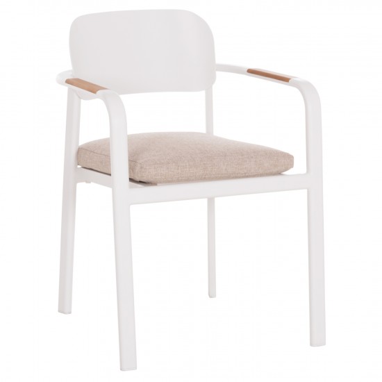 ΠΟΛΥΘΡΟΝΑ ΤΡΑΠΕΖΑΡΙΑΣ ELARA ΛΕΥΚΟ ΑΛΟΥΜΙΝΙΟ-ΜΠΕΖ OLEFIN TEAK 56x62x78Υεκ