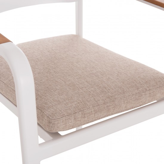 ΠΟΛΥΘΡΟΝΑ ΤΡΑΠΕΖΑΡΙΑΣ ELARA ΛΕΥΚΟ ΑΛΟΥΜΙΝΙΟ-ΜΠΕΖ OLEFIN TEAK 56x62x78Υεκ