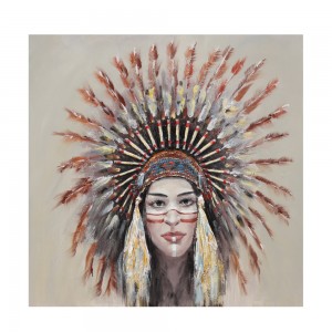 INDIAN GIRL ΠΙΝΑΚΑΣ ΔΙΑΚΟΣΜΗΣΗΣ ΚΑΜΒΑΣ ΞΥΛΟ 90x90xH4cm