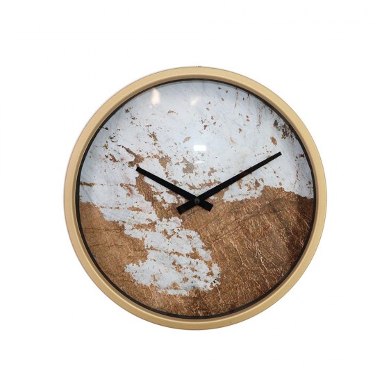 ANZIANO ΡΟΛΟΪ ΤΟΙΧΟΥ ΜΕΤΑΛΛΟ ΓΥΑΛΙ ΧΡΥΣΟ ΛΕΥΚΟ ΚΑΦΕ 30x30xH6cm