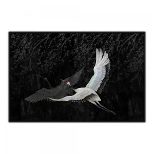 CRANE ΠΙΝΑΚΑΣ ΔΙΑΚΟΣΜΗΣΗΣ ΚΑΜΒΑΣ ΜΑΥΡΟ ΓΚΡΙ ΞΥΛΟ ΛΕΥΚΟ 122,5x82,5xH5cm