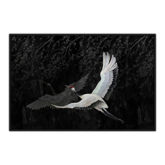 CRANE ΠΙΝΑΚΑΣ ΔΙΑΚΟΣΜΗΣΗΣ ΚΑΜΒΑΣ ΜΑΥΡΟ ΓΚΡΙ ΞΥΛΟ ΛΕΥΚΟ 122,5x82,5xH5cm