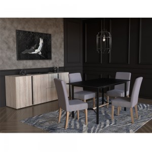 CRANE ΠΙΝΑΚΑΣ ΔΙΑΚΟΣΜΗΣΗΣ ΚΑΜΒΑΣ ΜΑΥΡΟ ΓΚΡΙ ΞΥΛΟ ΛΕΥΚΟ 122,5x82,5xH5cm