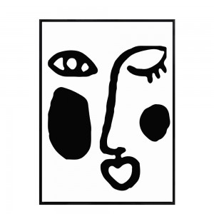 ART FACE ΠΙΝΑΚΑΣ ΔΙΑΚΟΣΜΗΣΗΣ ΚΑΜΒΑΣ ΛΕΥΚΟ ΜΑΥΡΟ ΞΥΛΟ ΚΟΡΝΙΖΑ ΜΑΥΡΟ 53x73xH4cm