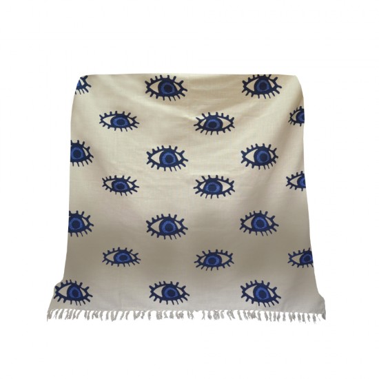 EYES BLUE ΡΙΧΤΑΡΙ ΔΙΑΚΟΣΜΗΤΙΚΟ ΒΑΜΒΑΚΙ ΛΕΥΚΟ ΜΠΛΕ 130x170