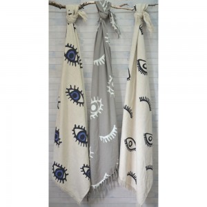 EYES BLUE ΡΙΧΤΑΡΙ ΔΙΑΚΟΣΜΗΤΙΚΟ ΒΑΜΒΑΚΙ ΛΕΥΚΟ ΜΠΛΕ 130x170