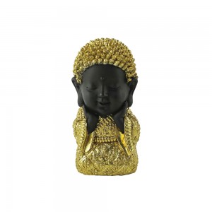 BABY BUDDHA ΔΙΑΚΟΣΜΗΤΙΚΟ ΒΟΥΔΑΣ POLYRESIN ΧΡΥΣΟ ΜΑΥΡΟ 11,7x10,2xH16,7cm