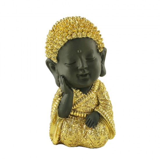 BABY BUDDHA ΔΙΑΚΟΣΜΗΤΙΚΟ ΒΟΥΔΑΣ POLYRESIN ΧΡΥΣΟ ΜΑΥΡΟ 11,7x10,2xH16,7cm