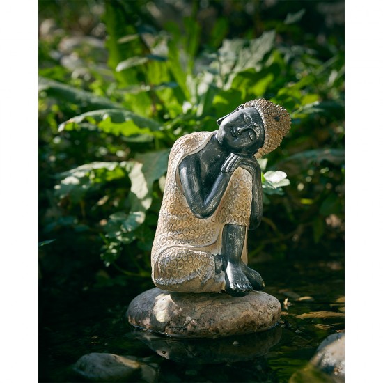 RESTING BUDDHA ΔΙΑΚΟΣΜΗΤΙΚΟ ΒΟΥΔΑΣ POLYRESIN ΦΥΣΙΚΟ ΜΑΥΡΟ 15x14,5xH24cm
