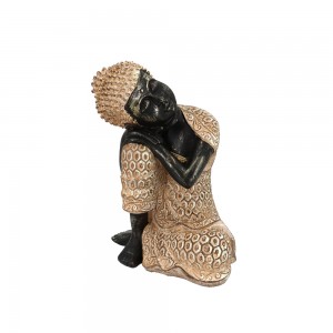 RESTING BUDDHA ΔΙΑΚΟΣΜΗΤΙΚΟ ΒΟΥΔΑΣ POLYRESIN ΦΥΣΙΚΟ ΜΑΥΡΟ 13,5x12xH18,3cm