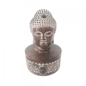 BADBA ΔΙΑΚΟΣΜΗΤΙΚΟ ΒΟΥΔΑΣ POLYRESIN ΚΑΦΕ ΛΕΥΚΟ 10x11,3xH16cm