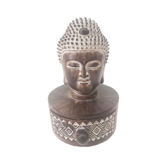 BADBA ΔΙΑΚΟΣΜΗΤΙΚΟ ΒΟΥΔΑΣ POLYRESIN ΚΑΦΕ ΛΕΥΚΟ 10x11,3xH16cm