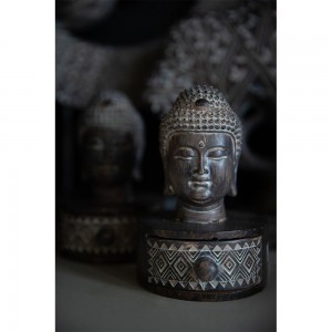 BADBA ΔΙΑΚΟΣΜΗΤΙΚΟ ΒΟΥΔΑΣ POLYRESIN ΚΑΦΕ ΛΕΥΚΟ 10x11,3xH16cm