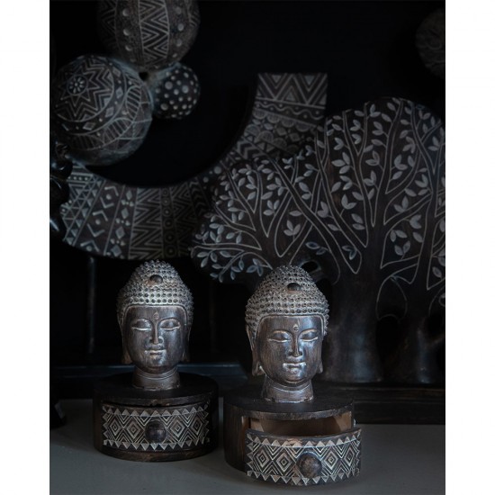 BADBA ΔΙΑΚΟΣΜΗΤΙΚΟ ΒΟΥΔΑΣ POLYRESIN ΚΑΦΕ ΛΕΥΚΟ 10x11,3xH16cm