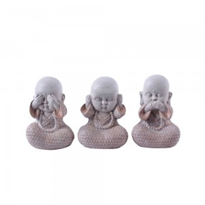 BULU ΔΙΑΚΟΣΜΗΤΙΚΟ ΒΟΥΔΑΣ ΣΕΤ 3ΤΜΧ POLYRESIN TERRACOTTA ΓΚΡΙ 9,5x7,5xH13cm