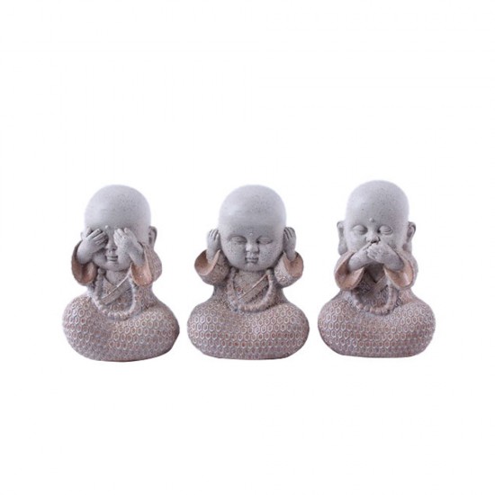 BULU ΔΙΑΚΟΣΜΗΤΙΚΟ ΒΟΥΔΑΣ ΣΕΤ 3ΤΜΧ POLYRESIN TERRACOTTA ΓΚΡΙ 9,5x7,5xH13cm