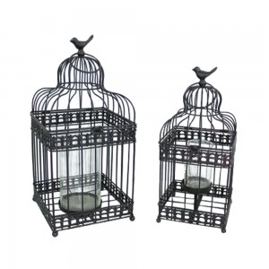 DAISY ΔΙΑΚΟΣΜΗΤΙΚΟ ΚΛΟΥΒΙ SET 2ΤΜΧ ΜΕΤΑΛΛΟ ΓΥΑΛΙ ΜΑΥΡΟ 20x20xH46cm