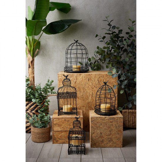 DAISY ΔΙΑΚΟΣΜΗΤΙΚΟ ΚΛΟΥΒΙ SET 2ΤΜΧ ΜΕΤΑΛΛΟ ΓΥΑΛΙ ΜΑΥΡΟ 20x20xH46cm