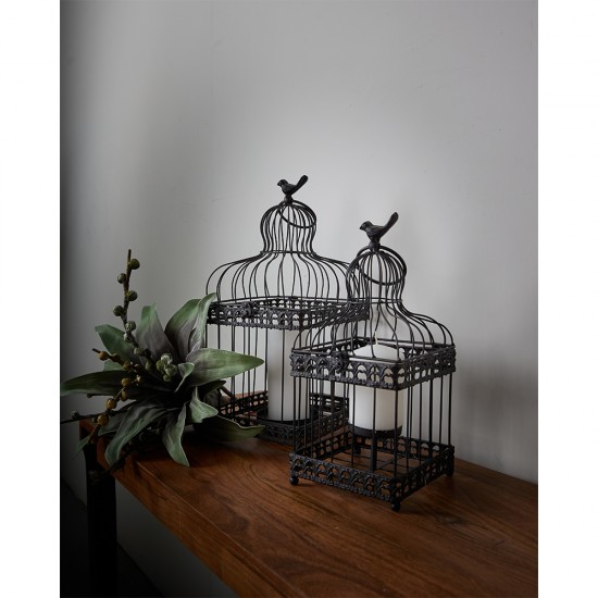 DAISY ΔΙΑΚΟΣΜΗΤΙΚΟ ΚΛΟΥΒΙ SET 2ΤΜΧ ΜΕΤΑΛΛΟ ΓΥΑΛΙ ΜΑΥΡΟ 20x20xH46cm