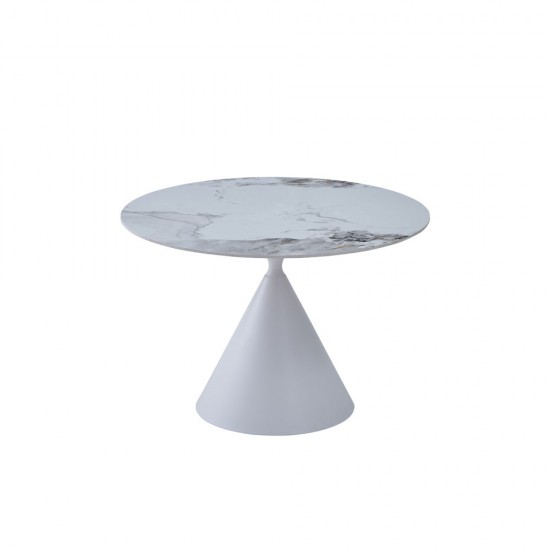 ATRIUM ΤΡΑΠΕΖΙ ΛΕΥΚΟ ΜΕ ΟΨΗ ΜΑΡΜΑΡΟΥ 110x110x76cm