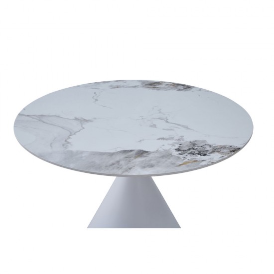 ATRIUM ΤΡΑΠΕΖΙ ΛΕΥΚΟ ΜΕ ΟΨΗ ΜΑΡΜΑΡΟΥ 110x110x76cm