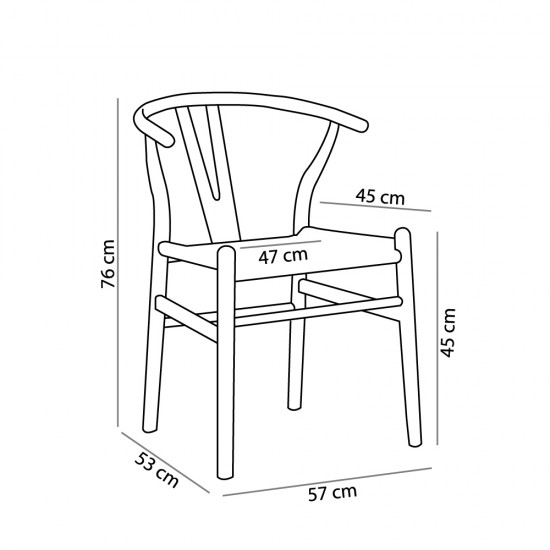 BONE ΚΑΡΕΚΛΑ ΦΥΣΙΚΟ 57x53xH76cm