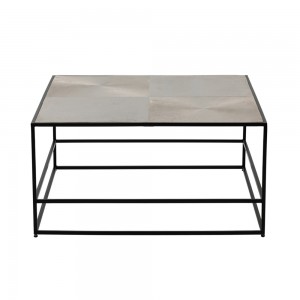 HADSTON COFFEE TABLE ΑΣΗΜΙ ΜΑΥΡΟ 80x80xH40cm HADSTON COFFEE TABLE ΑΣΗΜΙ ΜΑΥΡΟ 80x80xH40cm