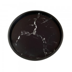 MARM SIDE TABLE ΜΑΥΡΟ ΜΕ PATTERN ΜΑΥΡΟ 49.5x49.5x52cm